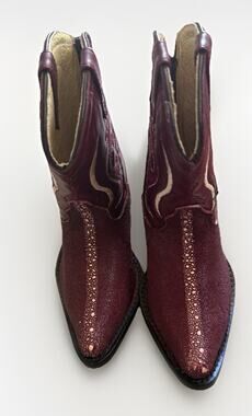 Alamo Toddler Cowboy Boots Size 13 Burgundy Stitched Snip Toe Zip Up
